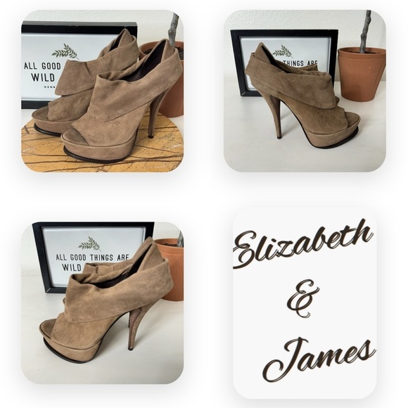 Elizabeth and James Taupe E-more Suede Leather booties Size 5.5 - Picture 1 of 14